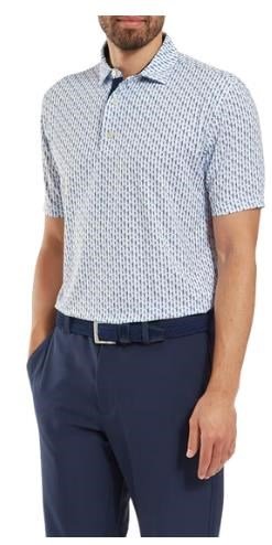 FootJoy Figure Print Lisle pánske polo, biela/navy
