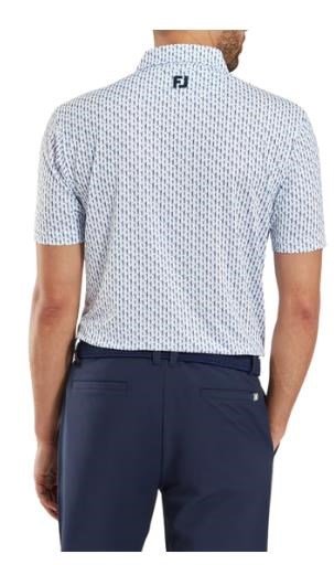 FootJoy Figure Print Lisle pánske polo, biela/navy