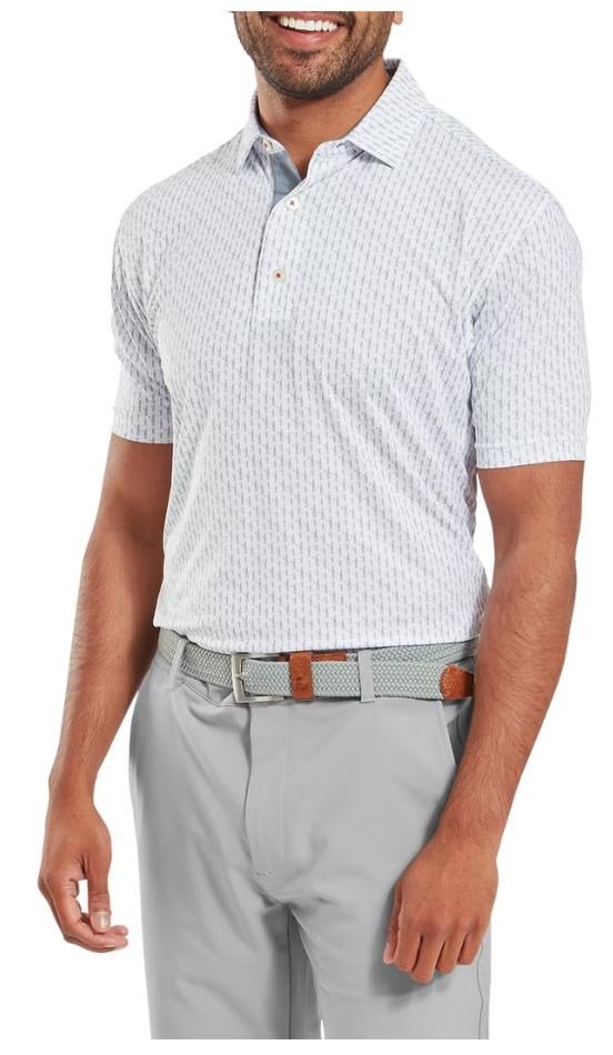 FootJoy Figure Print Lisle pánske polo, white/flint