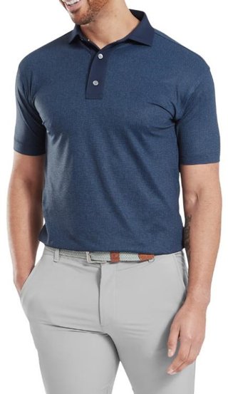 FootJoy Etched Texture Print Lisle pánske polo, navy