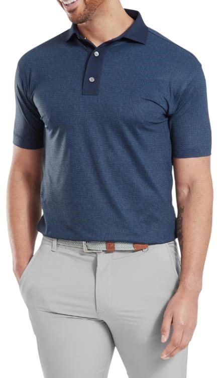 FootJoy Etched Texture Print Lisle pánske polo, navy