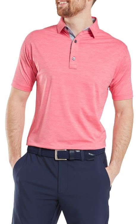 FootJoy Heather Lisle with Trim pánske polo, pink lemonade heather