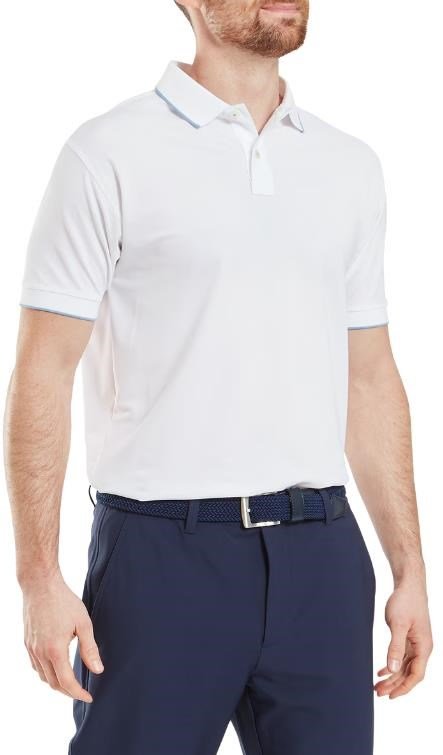 FootJoy Tipped Pique pánske polo, white/blue jay