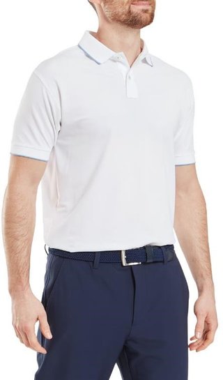 FootJoy Tipped Pique pánske polo, white/blue jay