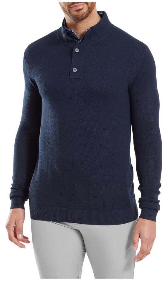FootJoy Drirelease Button Placket pánsky sveter, dark denim