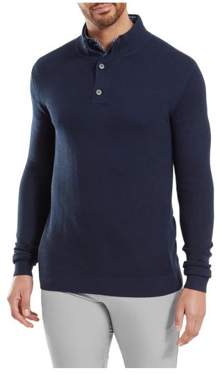 FootJoy Drirelease Button Placket pánsky sveter, dark denim