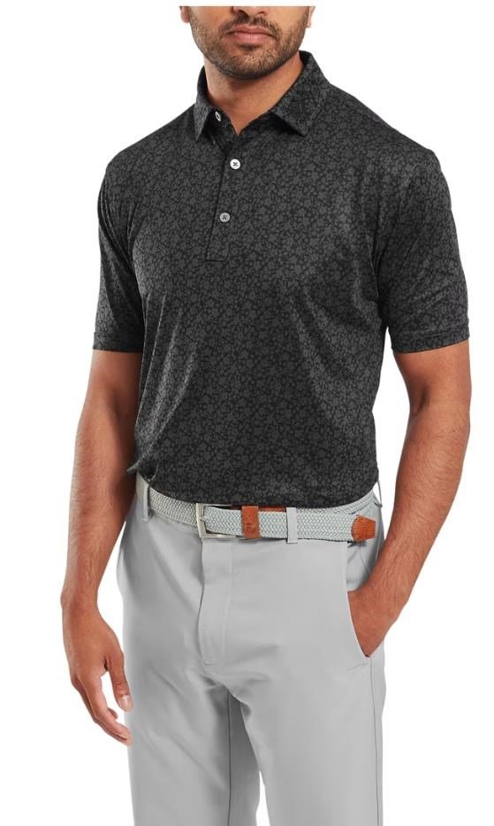 FootJoy Painted Floral Lisle pánske polo, čierne
