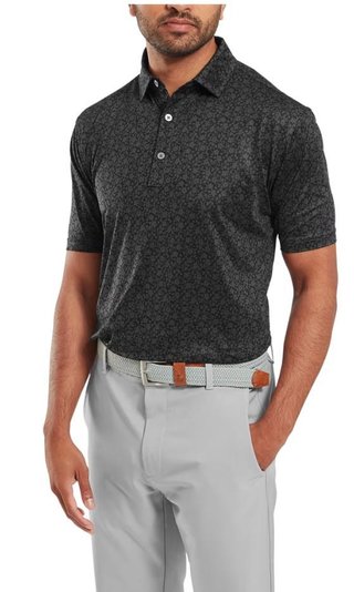 FootJoy Painted Floral Lisle pánske polo, čierne