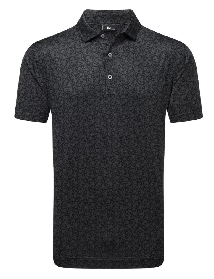 FootJoy Painted Floral Lisle pánske polo, čierne