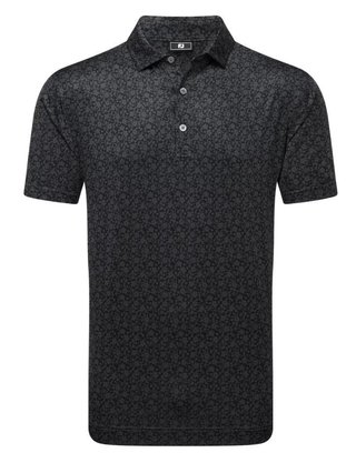FootJoy Painted Floral Lisle pánske polo, čierne