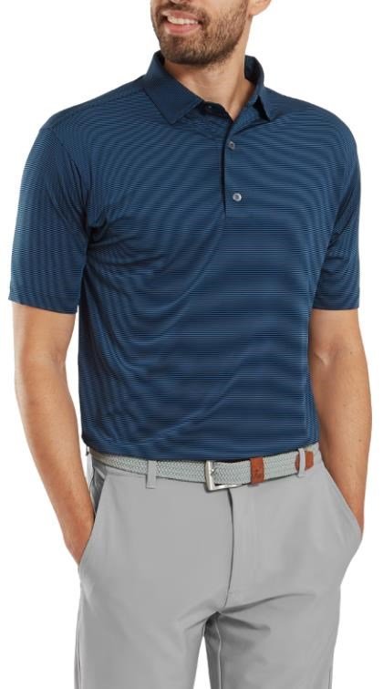 FootJoy Micro Feeder Stripe Lisle pánske polo, navy tonal
