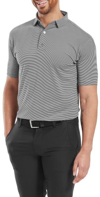 FootJoy Micro Feeder Stripe Lisle pánske polo, čierne/biele