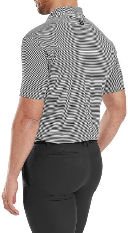 FootJoy Micro Feeder Stripe Lisle pánske polo, čierne/biele