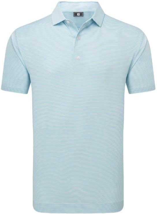 FootJoy Micro Feeder Stripe Lisle pánske polo, svetlomodré/biele