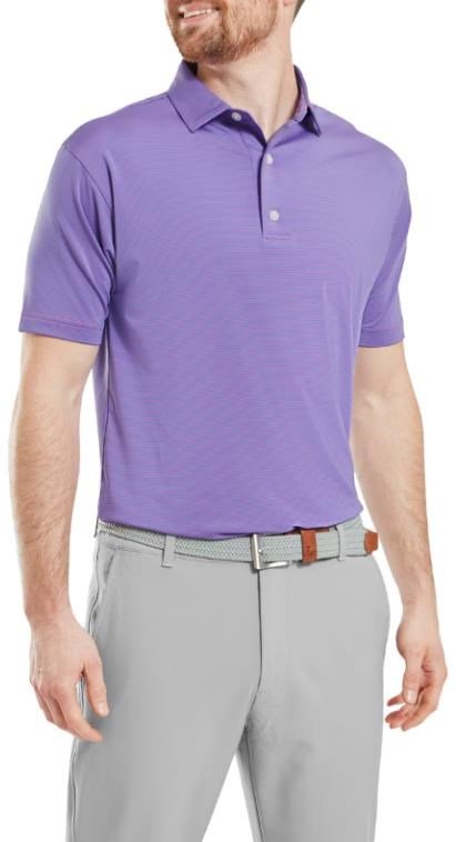 FootJoy Micro Feeder Stripe Lisle pánske polo, marine/pink