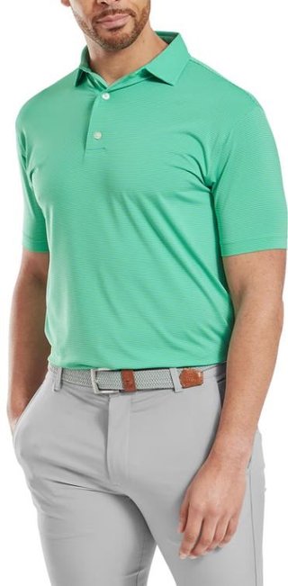 FootJoy Micro Feeder Stripe Lisle pánske polo, lagoon/mint