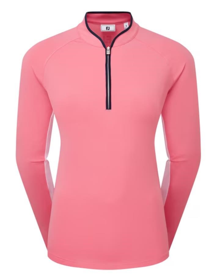 FootJoy 1/4-Zip LS Sun Protection dámske tričko, pink lemonade