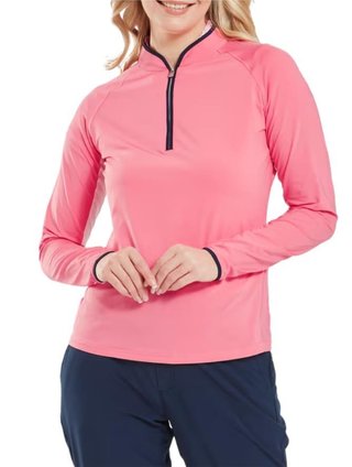 FootJoy 1/4-Zip LS Sun Protection dámske tričko, pink lemonade