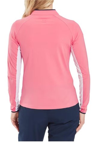 FootJoy 1/4-Zip LS Sun Protection dámske tričko, pink lemonade