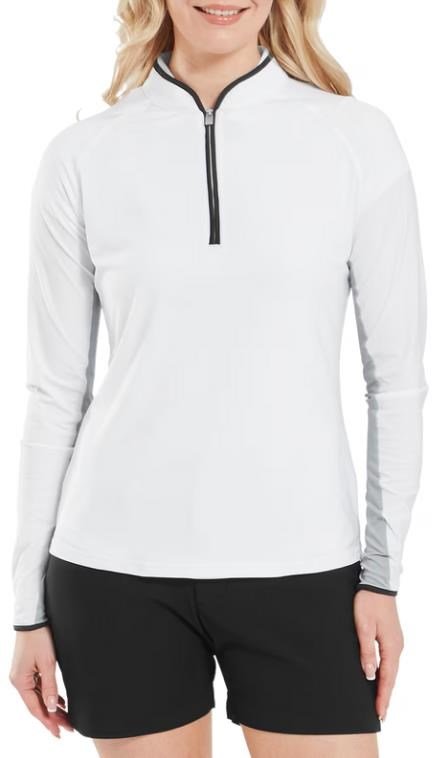 FootJoy 1/4-Zip LS Sun Protection dámske tričko, biele