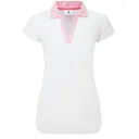FootJoy Cap Sleeve Print Trim Lisle dámske polo, bielo/ružové