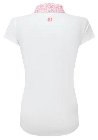 FootJoy Cap Sleeve Print Trim Lisle dámske polo, bielo/ružové