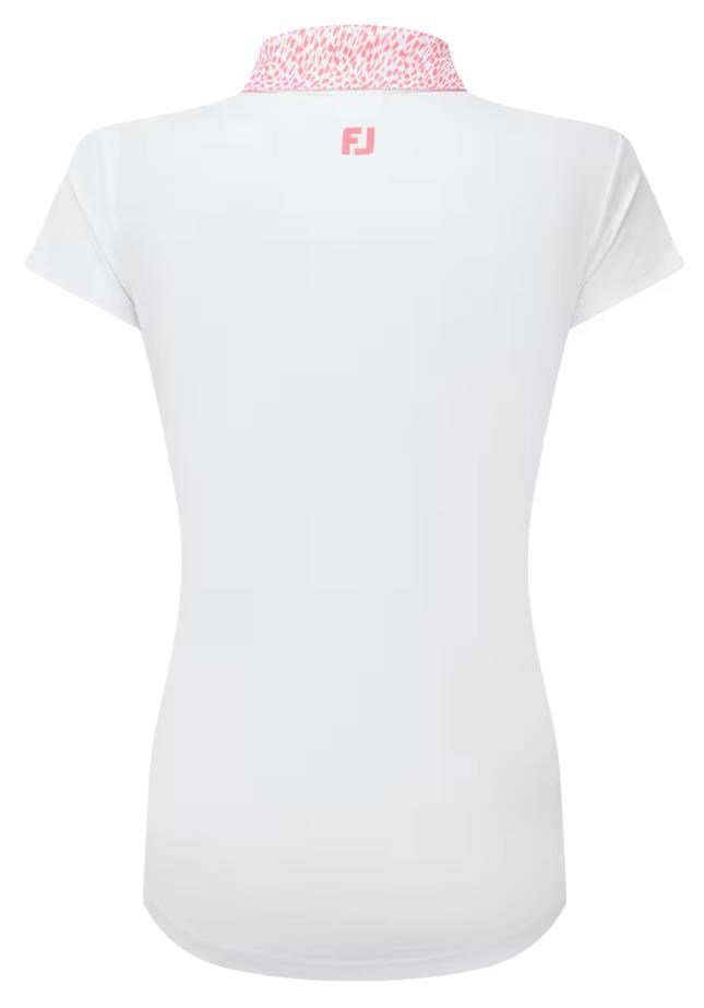 FootJoy Cap Sleeve Print Trim Lisle dámske polo, bielo/ružové