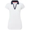 FootJoy Cap Sleeve Print Trim Lisle dámske polo, bielo/tmavomodré