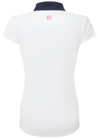 FootJoy Cap Sleeve Print Trim Lisle dámske polo, bielo/tmavomodré