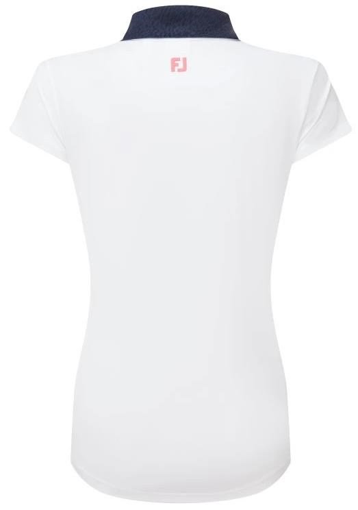 FootJoy Cap Sleeve Print Trim Lisle dámske polo, bielo/tmavomodré