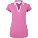 FootJoy Cap Sleeve Print Trim Lisle dámske polo, berry/berry
