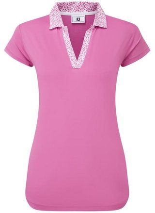 FootJoy Cap Sleeve Print Trim Lisle dámske polo, berry/berry