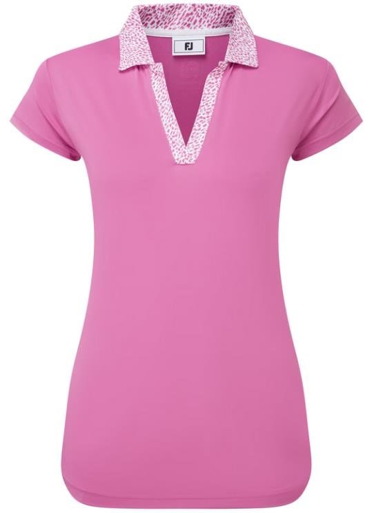 FootJoy Cap Sleeve Print Trim Lisle dámske polo, berry/berry