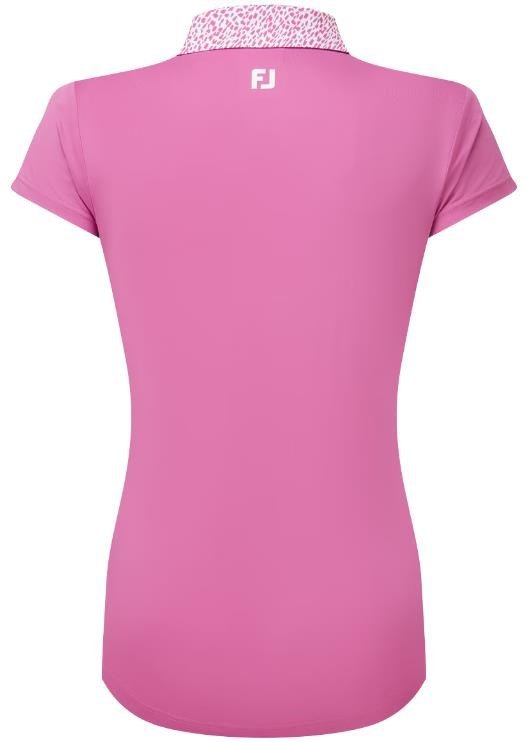 FootJoy Cap Sleeve Print Trim Lisle dámske polo, berry/berry