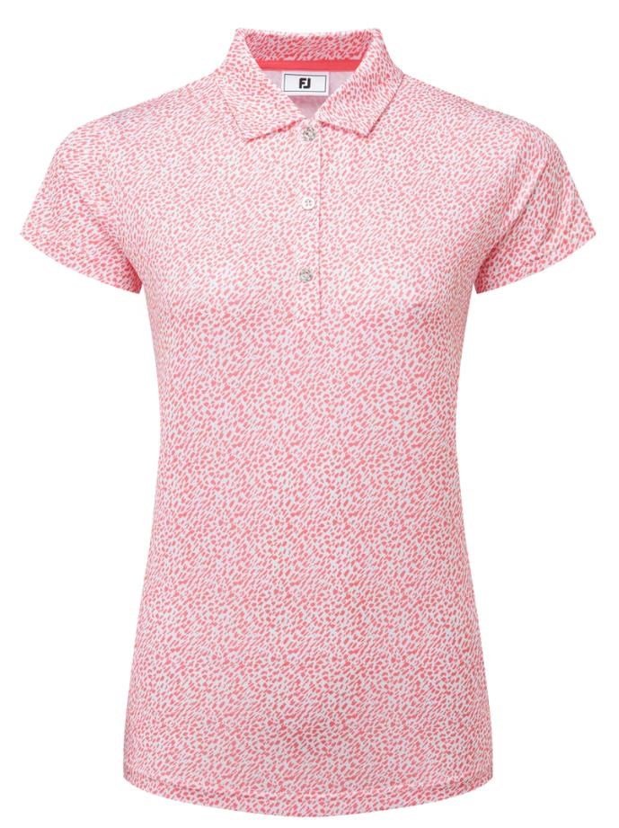 FootJoy Animal Print Cap Sleeve dámske polo, pink lemonade