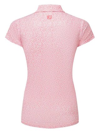 FootJoy Animal Print Cap Sleeve dámske polo, pink lemonade