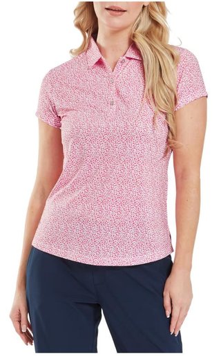FootJoy Animal Print Cap Sleeve dámske polo, pink lemonade