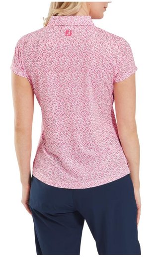 FootJoy Animal Print Cap Sleeve dámske polo, pink lemonade