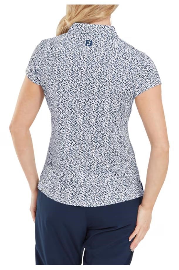 FootJoy Animal Print Cap Sleeve dámske polo, skyway/white/navy