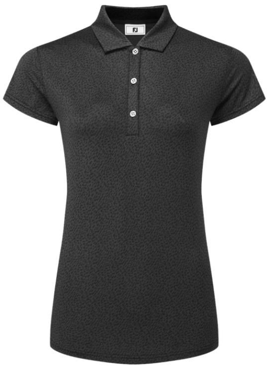 FootJoy Animal Print Cap Sleeve Lisle dámske polo, čierne