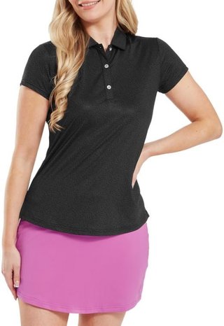 FootJoy Animal Print Cap Sleeve Lisle dámske polo, čierne