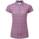 FootJoy Animal Print Cap Sleeve dámske polo, biela/berry/čierna