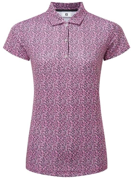 FootJoy Animal Print Cap Sleeve dámske polo, biela/berry/čierna