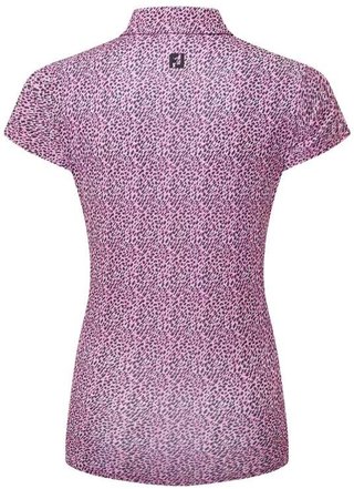 FootJoy Animal Print Cap Sleeve dámske polo, biela/berry/čierna