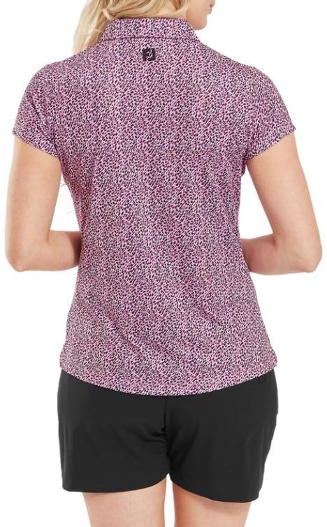 FootJoy Animal Print Cap Sleeve dámske polo, biela/berry/čierna