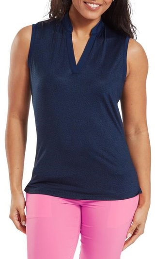 FootJoy Animal Print Sleeveless Lisle dámske polo, navy