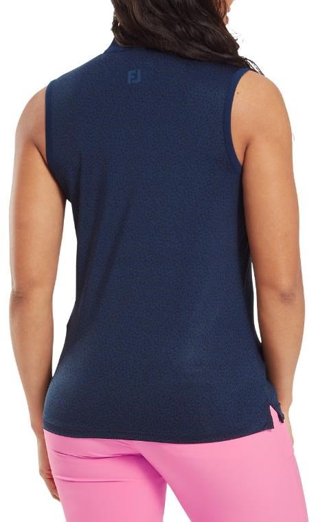 FootJoy Animal Print Sleeveless Lisle dámske polo, navy