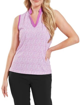 FootJoy Animal Print Sleeveless dámske polo, berry