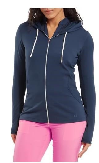 FootJoy Full-Zip Double Knit dámska mikina s kapucňou, námornícka modrá
