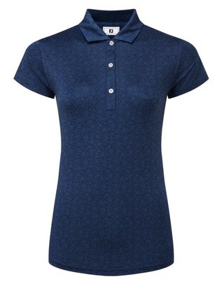 FootJoy Painted Floral Cap Sleeve Lisle dámske polo, navy